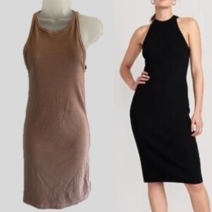 Old Navy Women’s Rib Knit Tank Dress Medium Pink Stretch Cotton Fitted Casual
